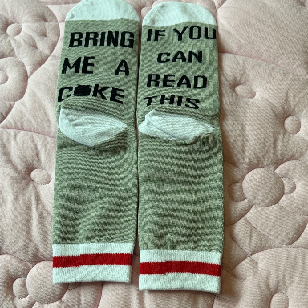 Novelty 'Bring Me a Coke' Crew Socks - Green with Red Stripe